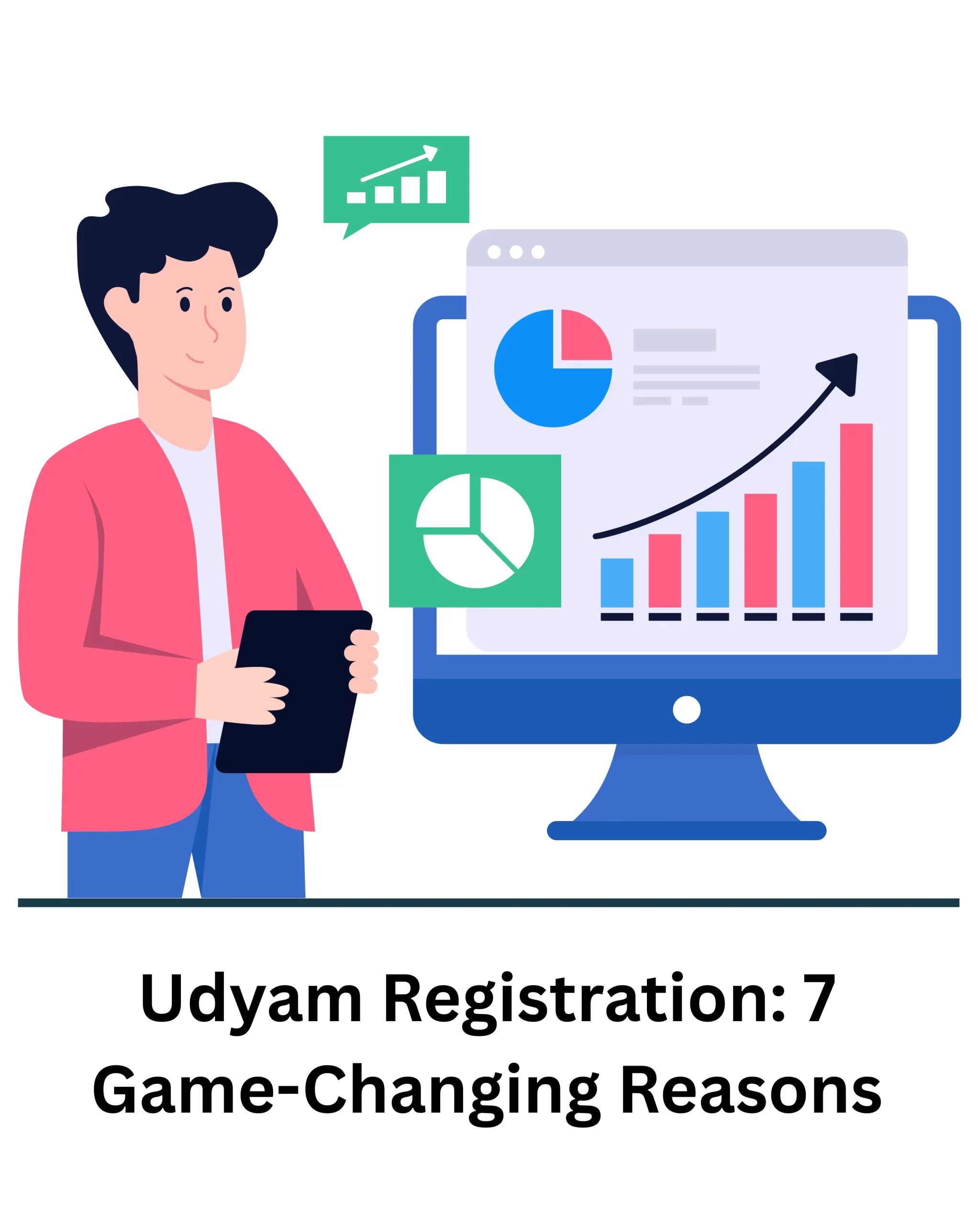 Udyam Registration certificate in the hands of a smiling Indian entrepreneur representing MSME identity.