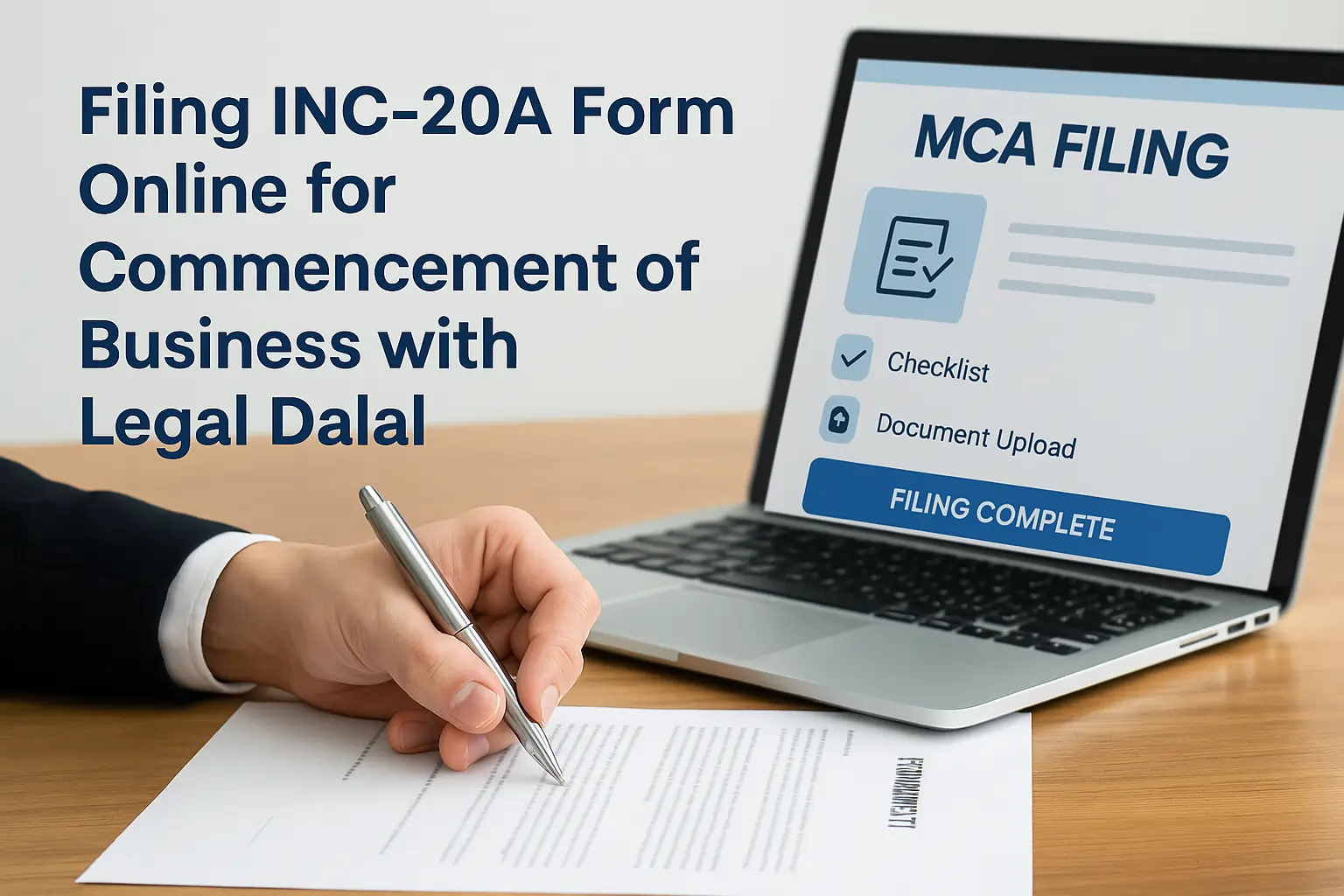 Filing INC-20A form online for commencement of business with Legal Dalal